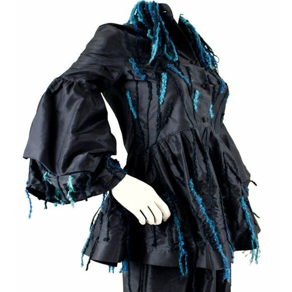Silk Taffeta Puff Sleeve Blouse w/Embroidered Accents by MASSIMO CRIVELLI MILAN - Picture 2 of 12